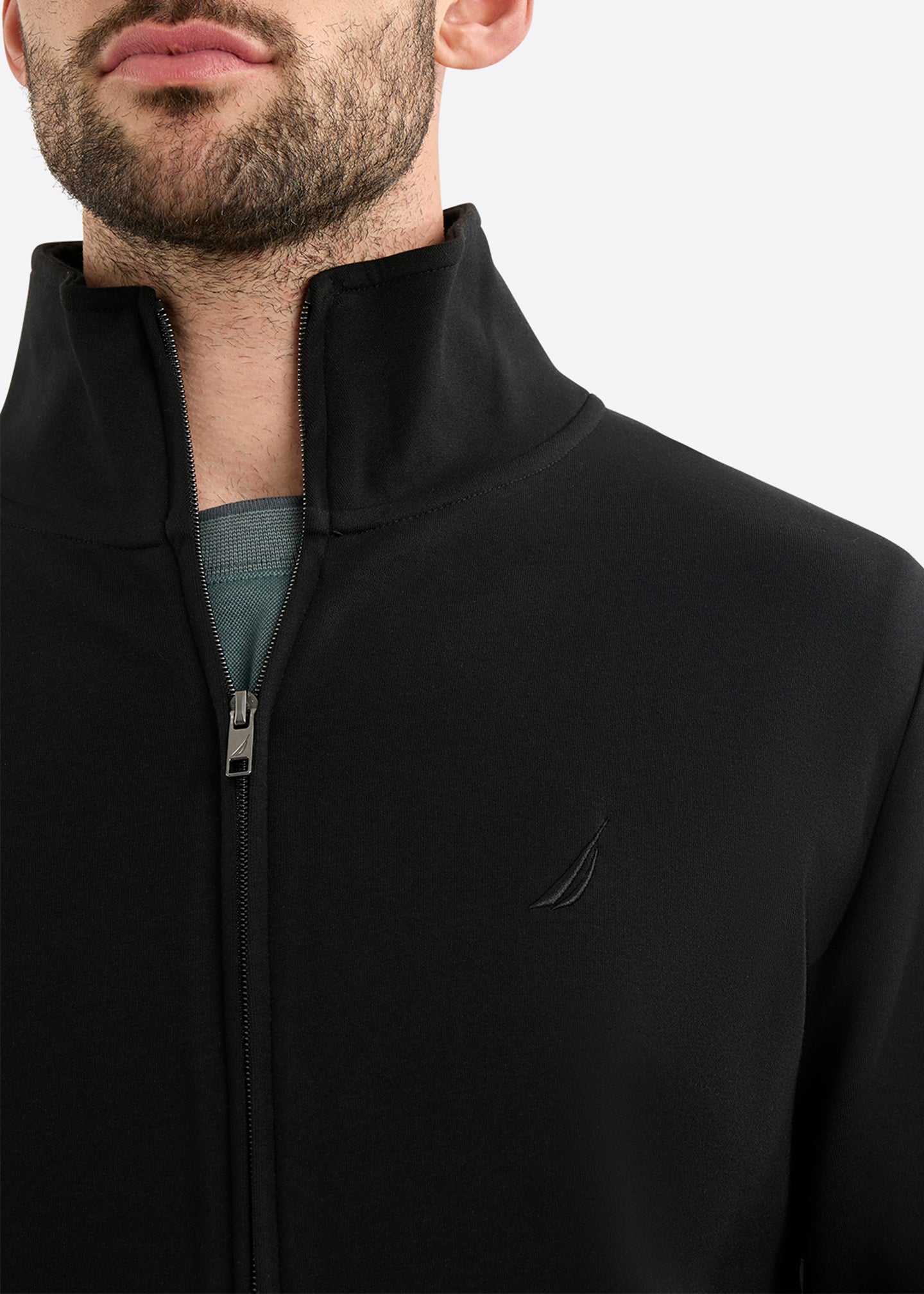 Nautica Cubert Full Zip Top-Black-Detail 2