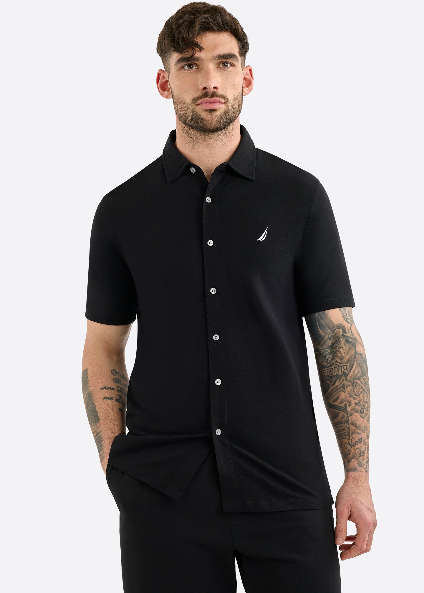 Nautica Melbury Shirt-Black-Front