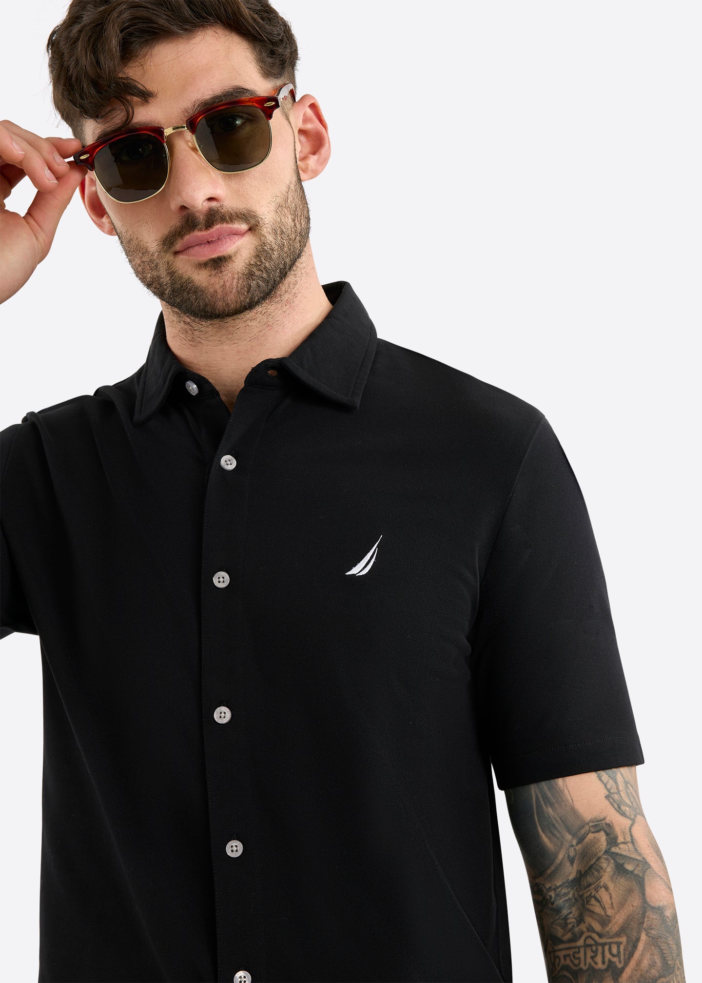 Nautica Melbury Shirt-Black-Detail