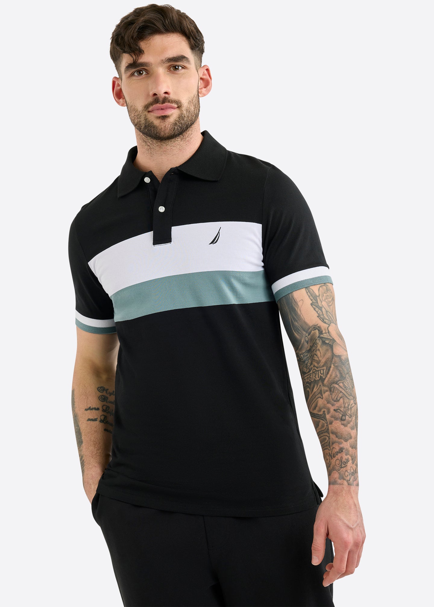 Nautica Woodford Polo Shirt-Black-Front