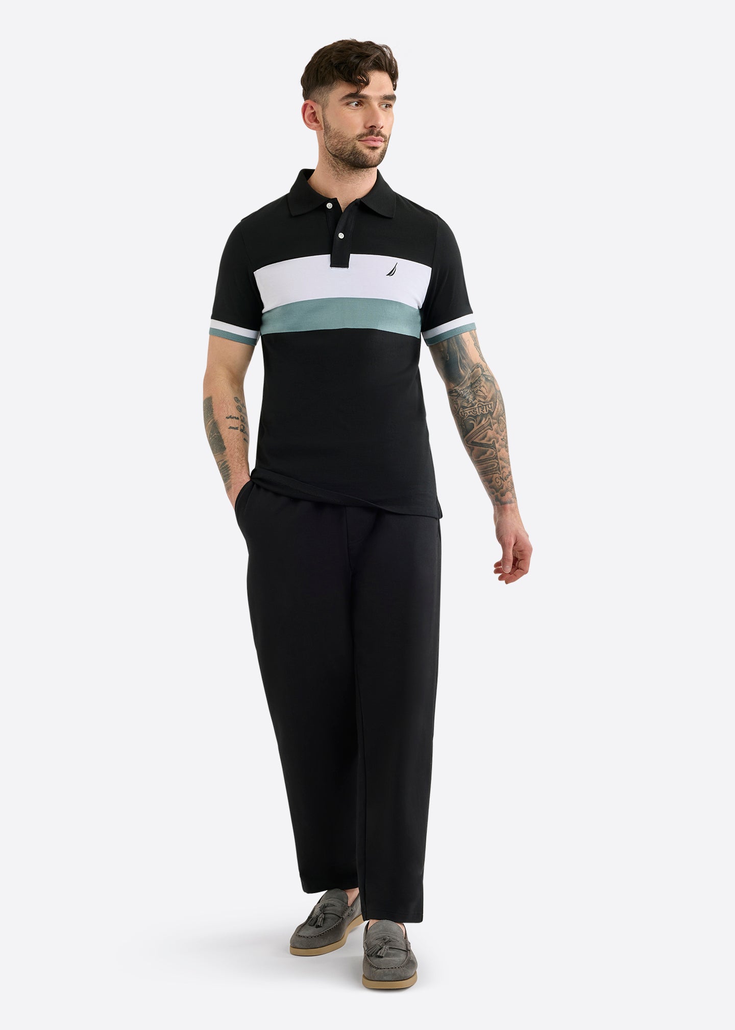 Nautica Woodford Polo Shirt-Black-Full Body