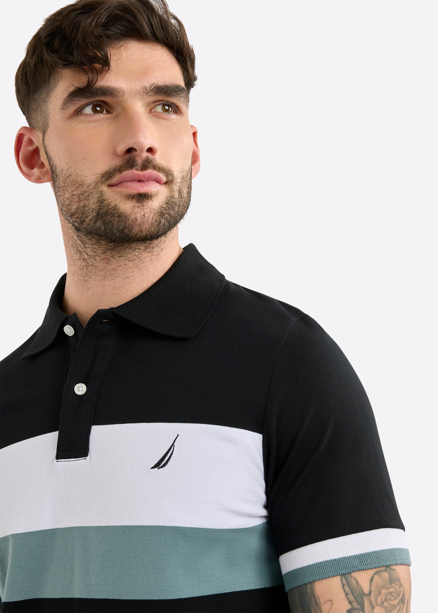 Nautica Woodford Polo Shirt-Black-Detail