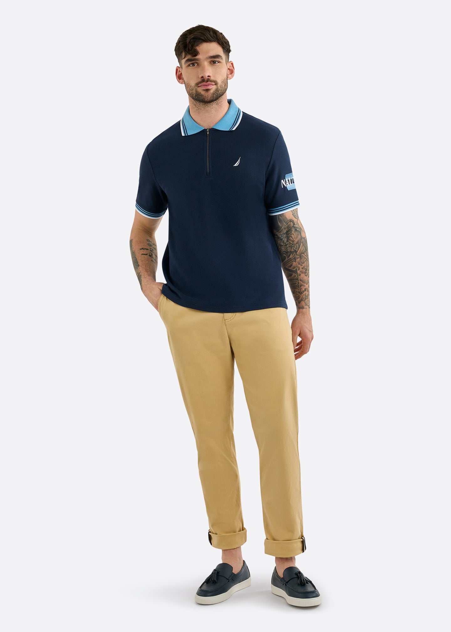 Nautica Knowle Polo Shirt-Dark Navy-Full Body