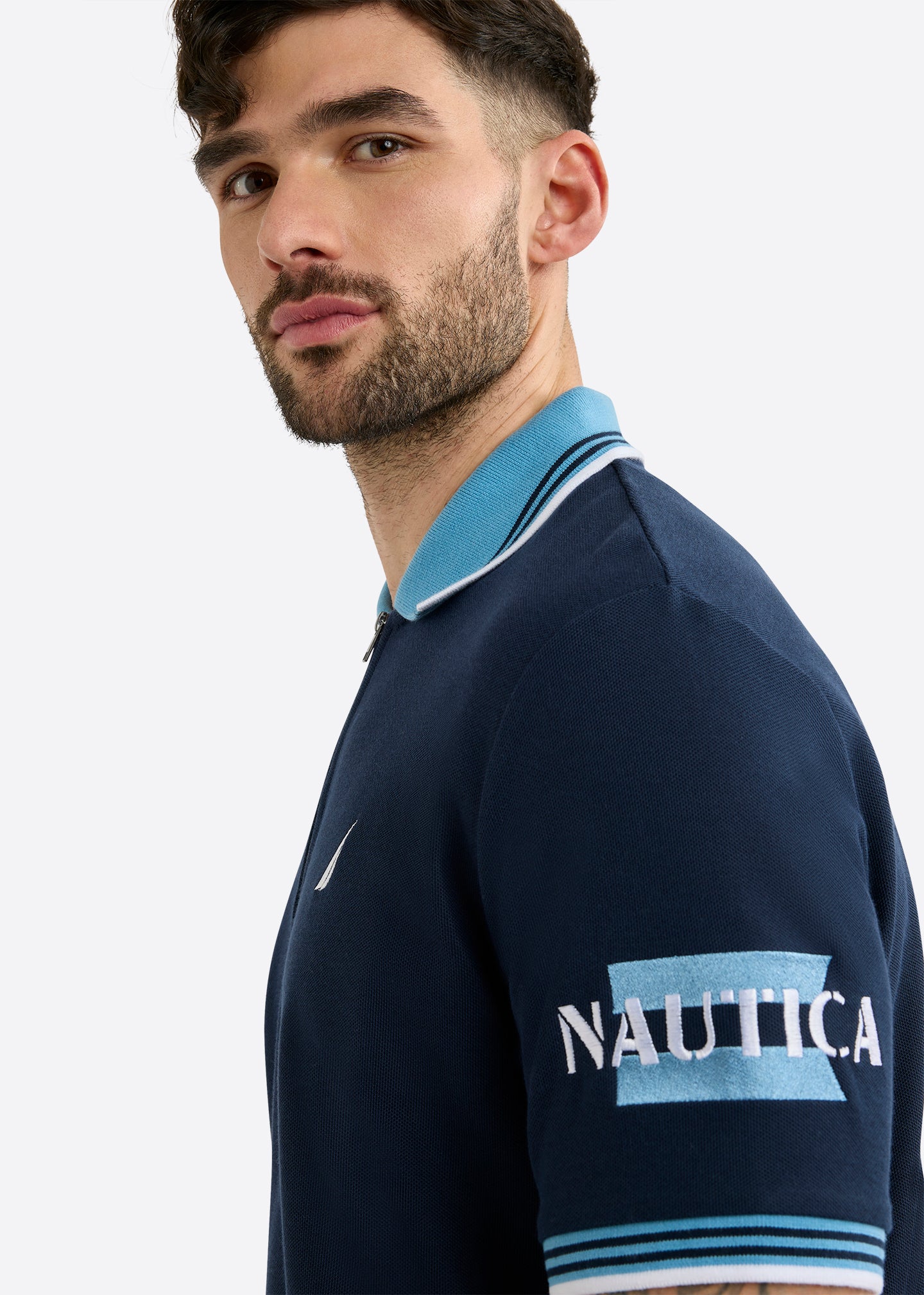 Nautica Knowle Polo Shirt-Dark Navy-Detail