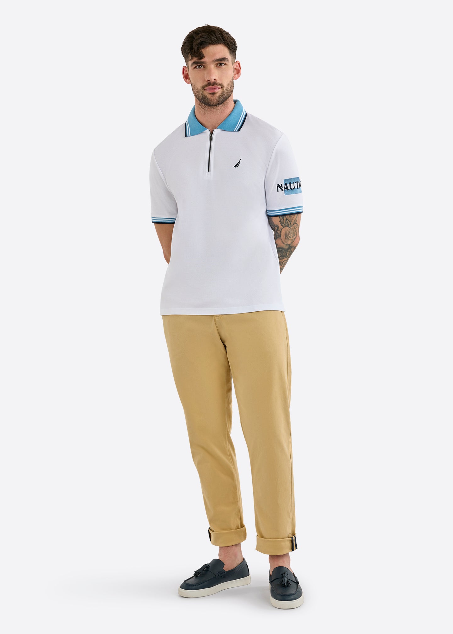 Nautica Knowle Polo Shirt-White-Full Body