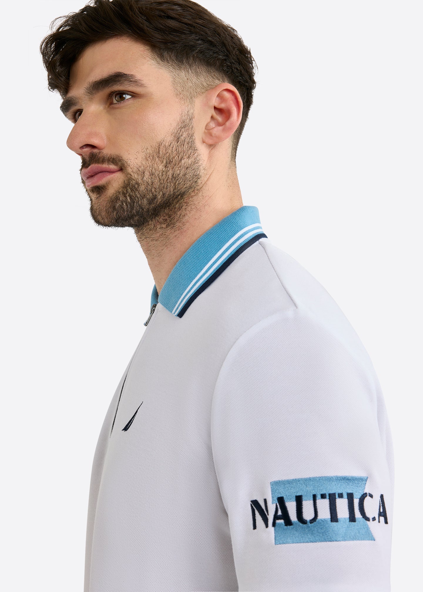 Nautica Knowle Polo Shirt-White-Side Detail