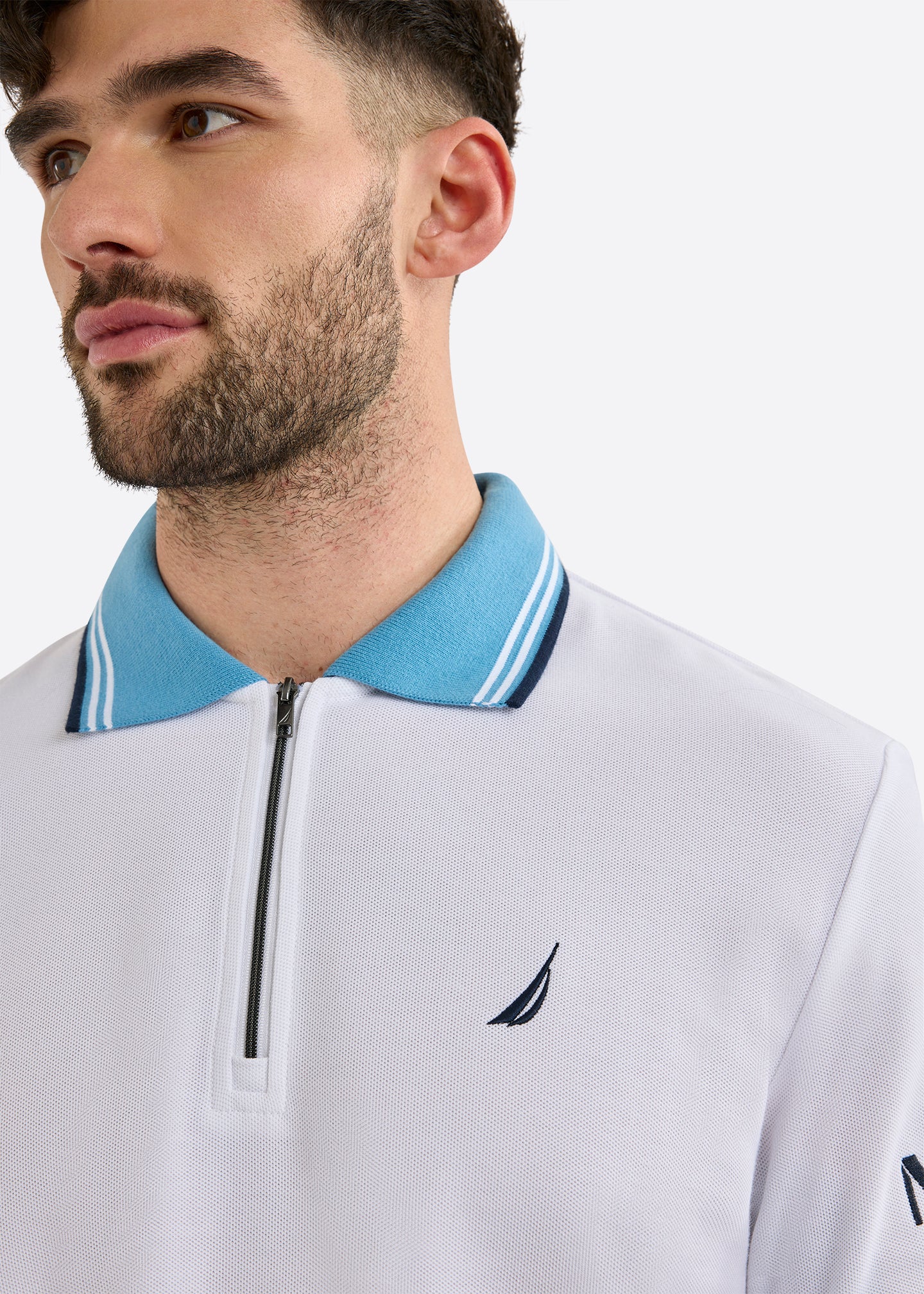 Nautica Knowle Polo Shirt-White-Detail