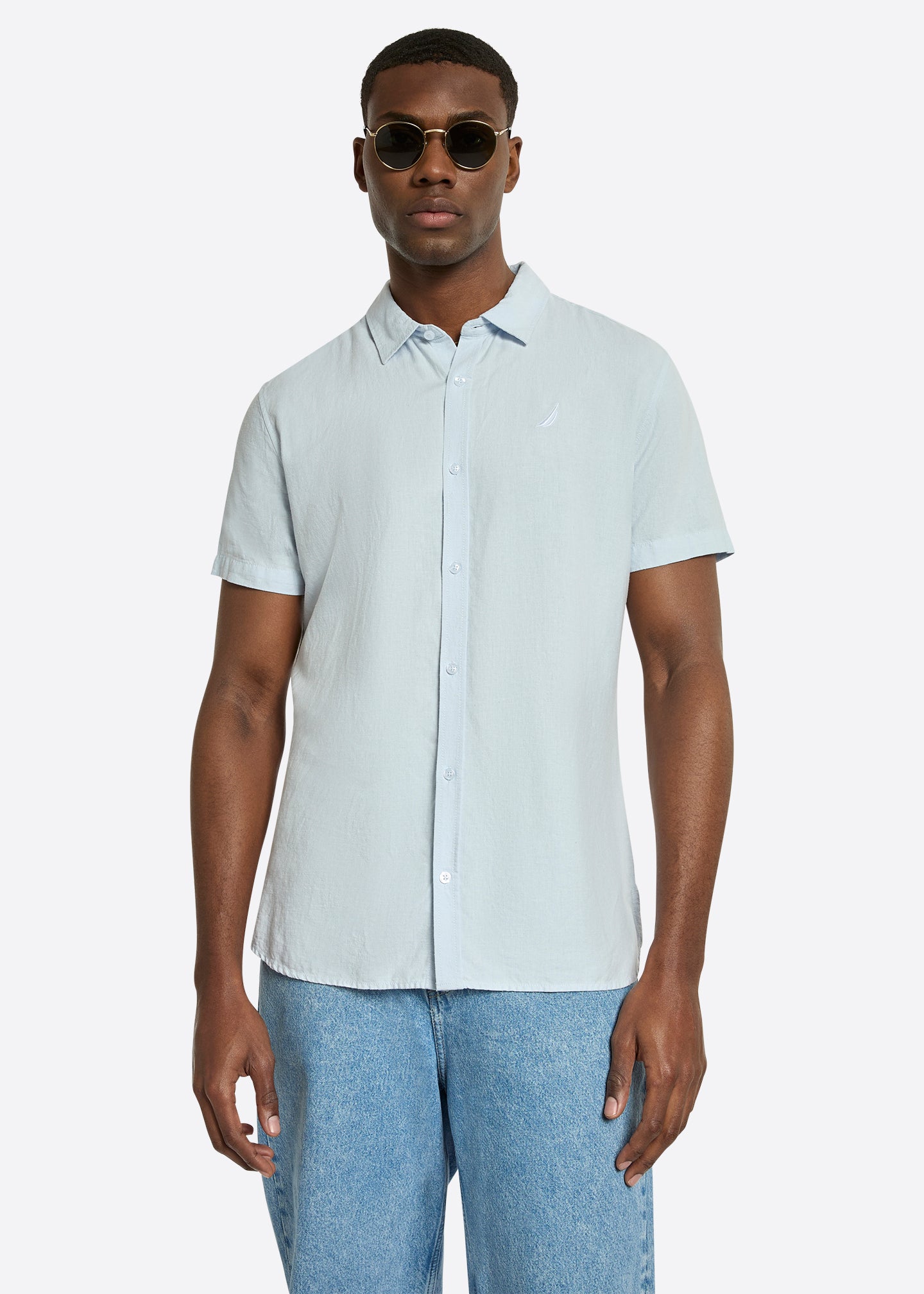 Nautica-Andre Short Short Sleeve Shirt- Pale Blue-Front 