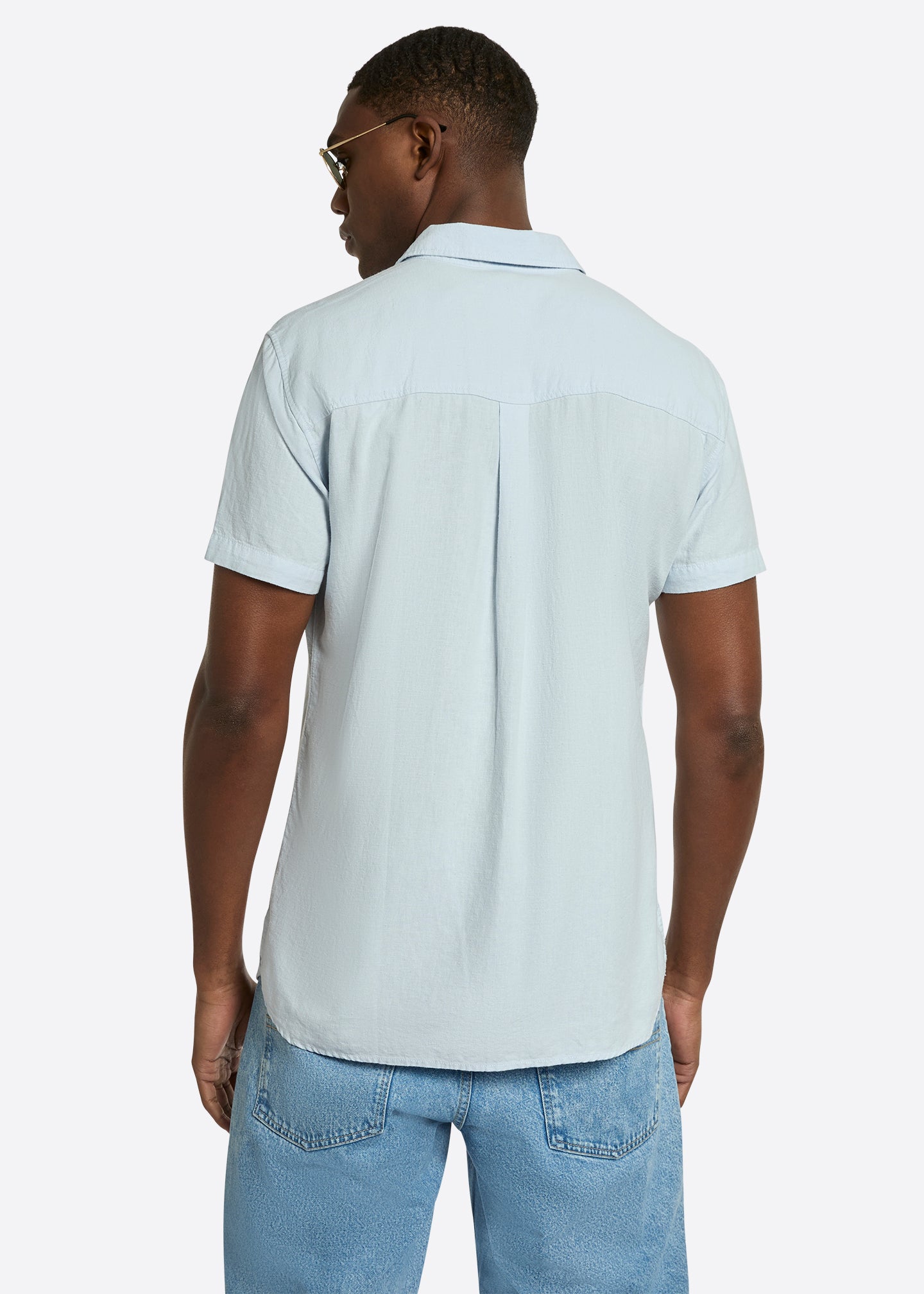 Nautica-Andre Short Short Sleeve Shirt- Pale Blue-Back