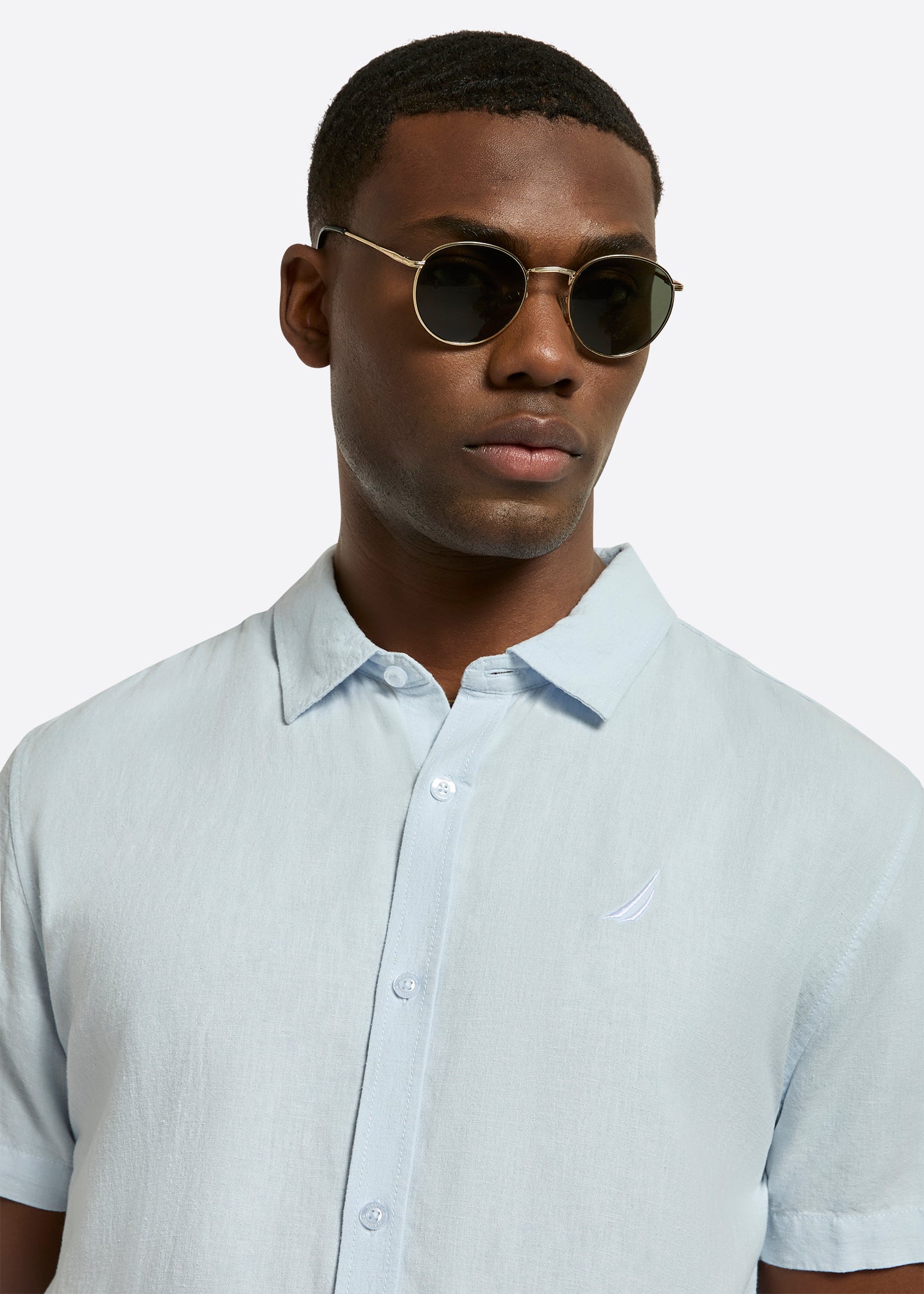 Nautica-Andre Short Short Sleeve Shirt- Pale Blue-Detail 