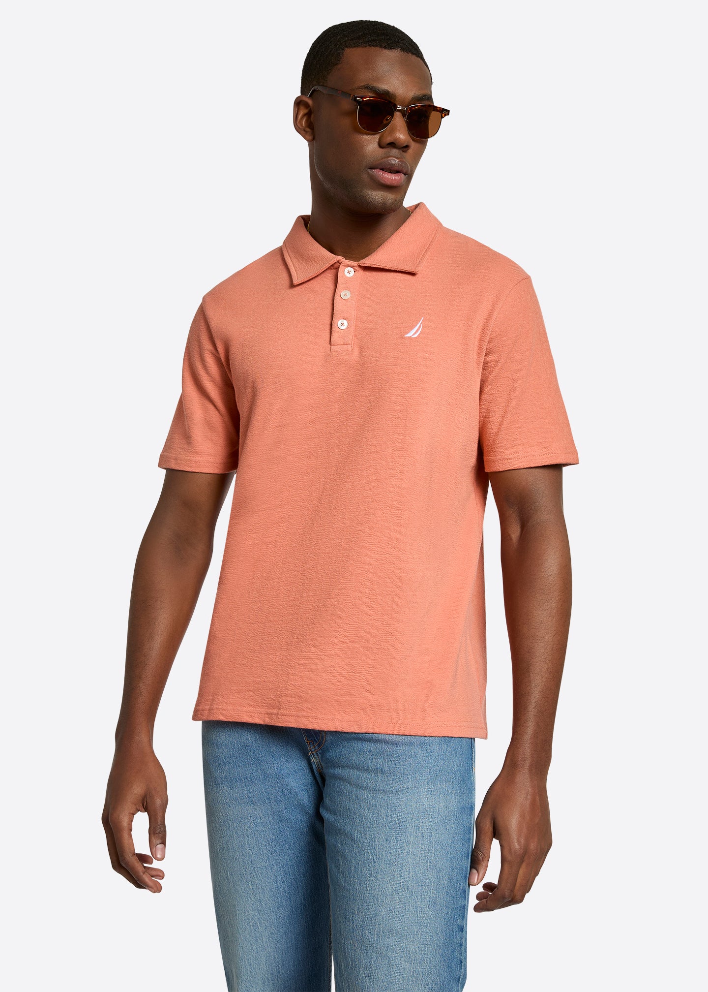 Nautica Torres Polo Shirt-Terracotta-Front