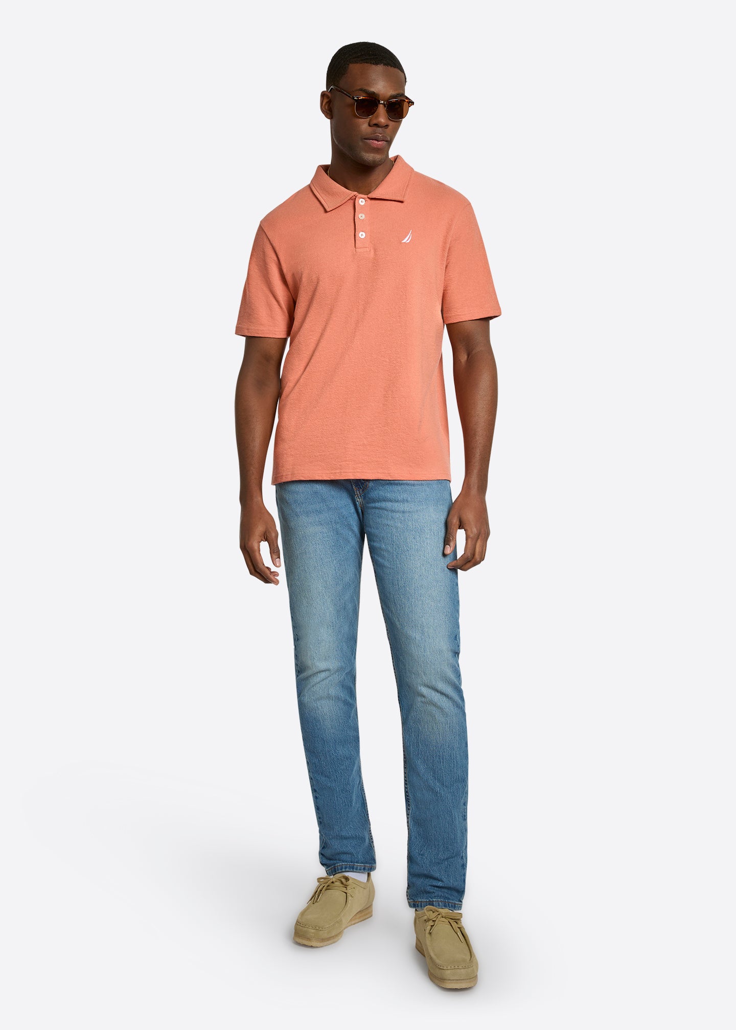 Nautica Torres Polo Shirt-Terracotta-Full Body