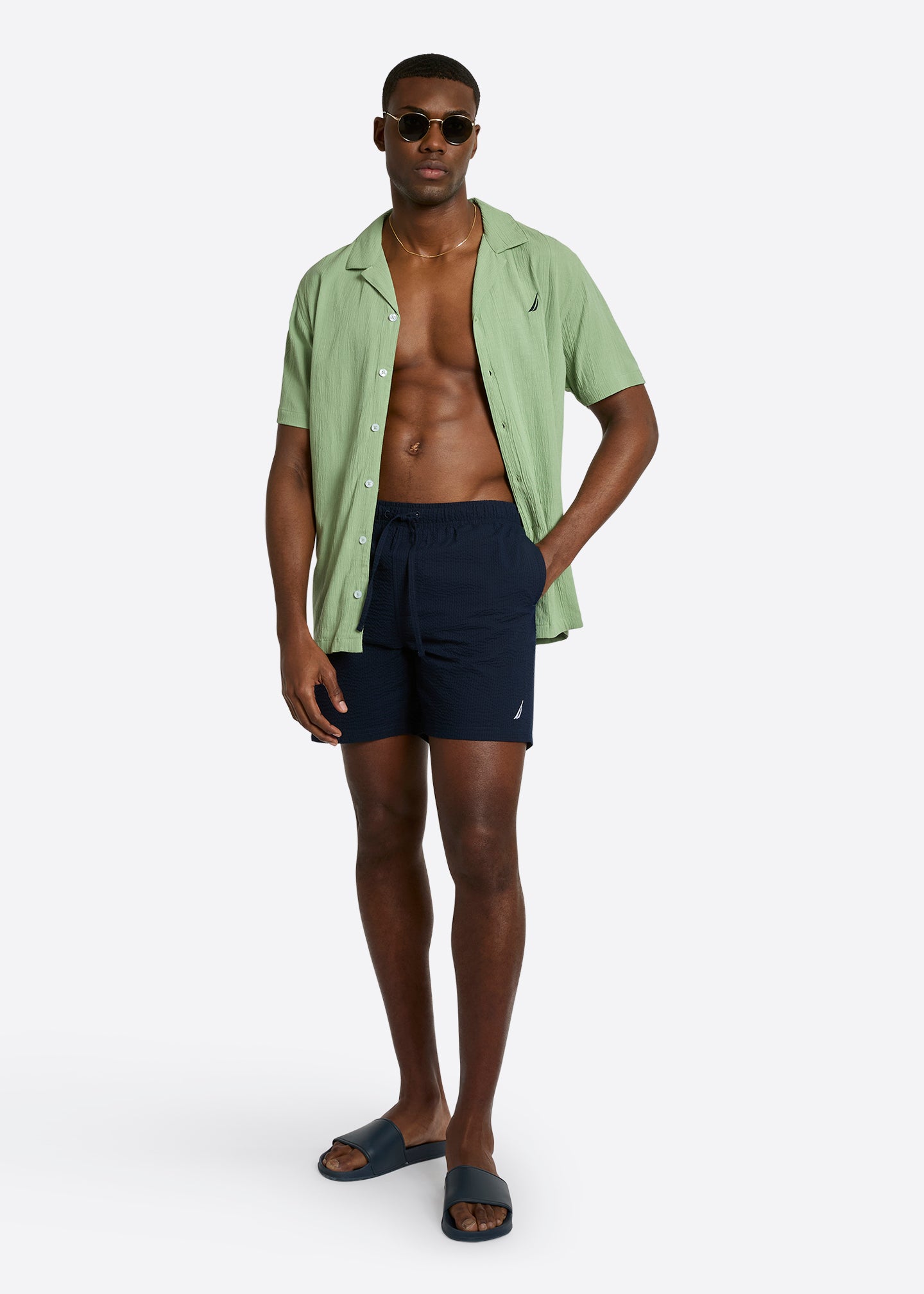 Nautica Vallone 6" Swim Short-Navy-Full Body
