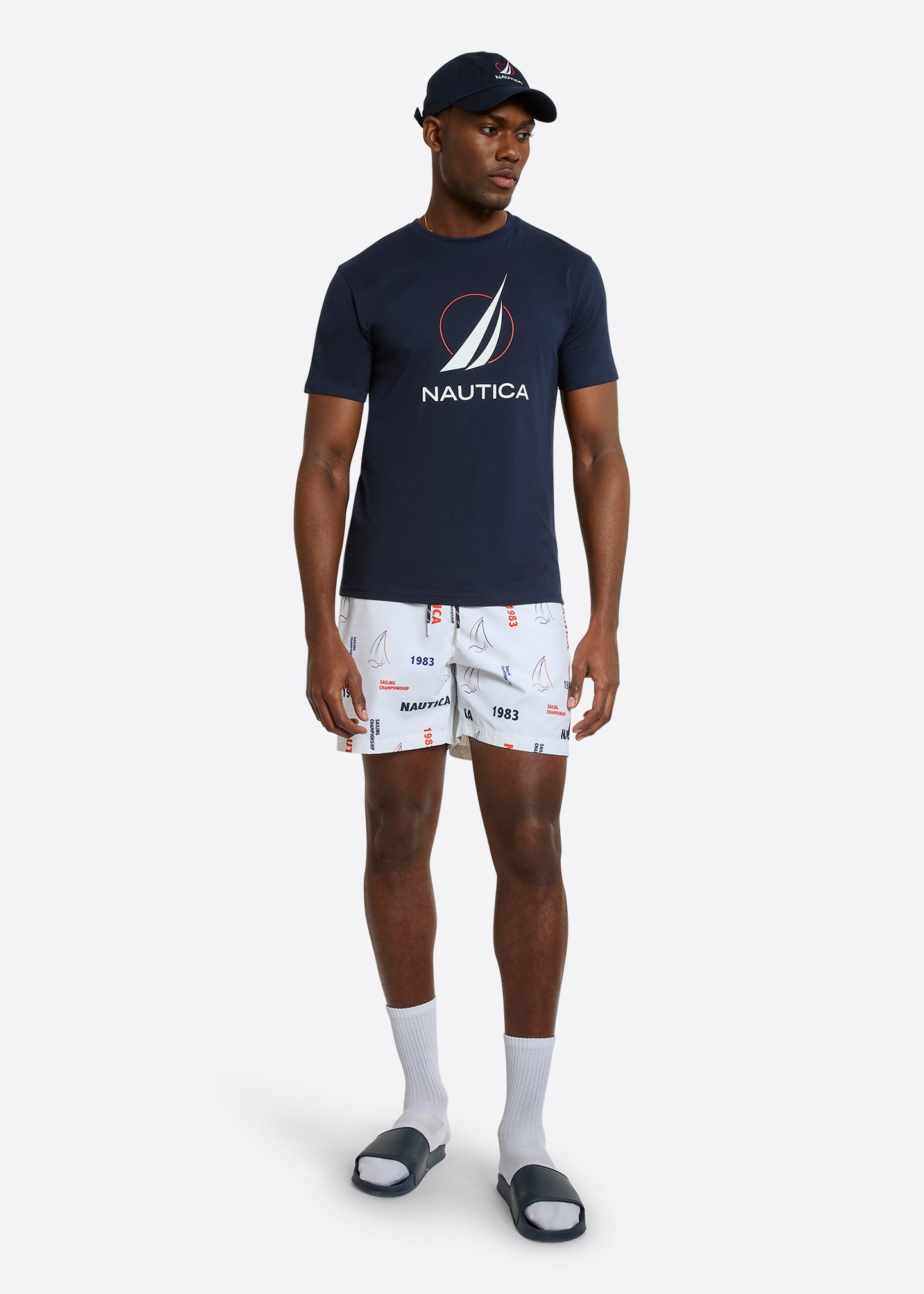 Nautica Pollock T-Shirt-Navy-Full Body