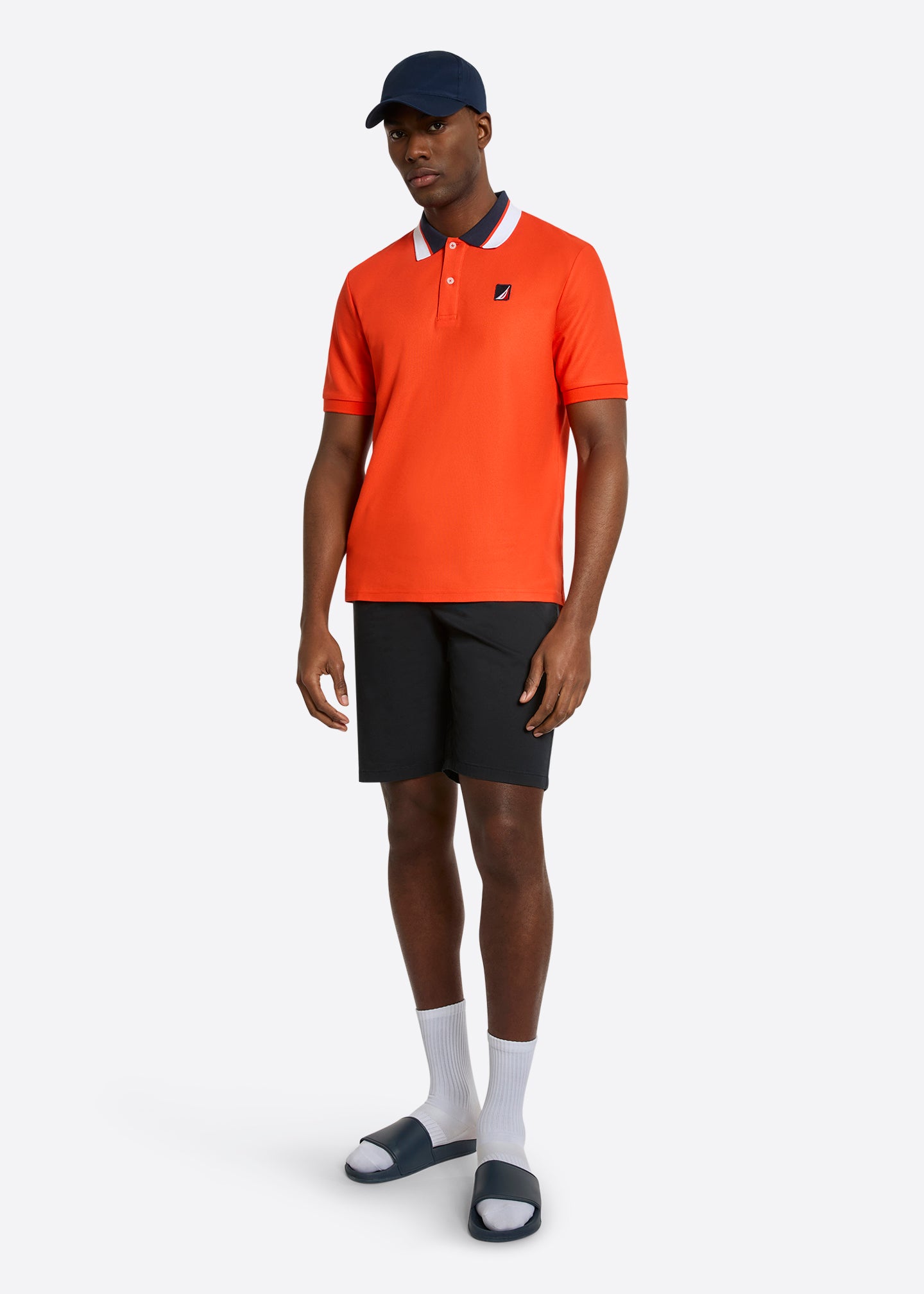 Nautica Shamil Polo Shirt-Fiery Red-Full Body
