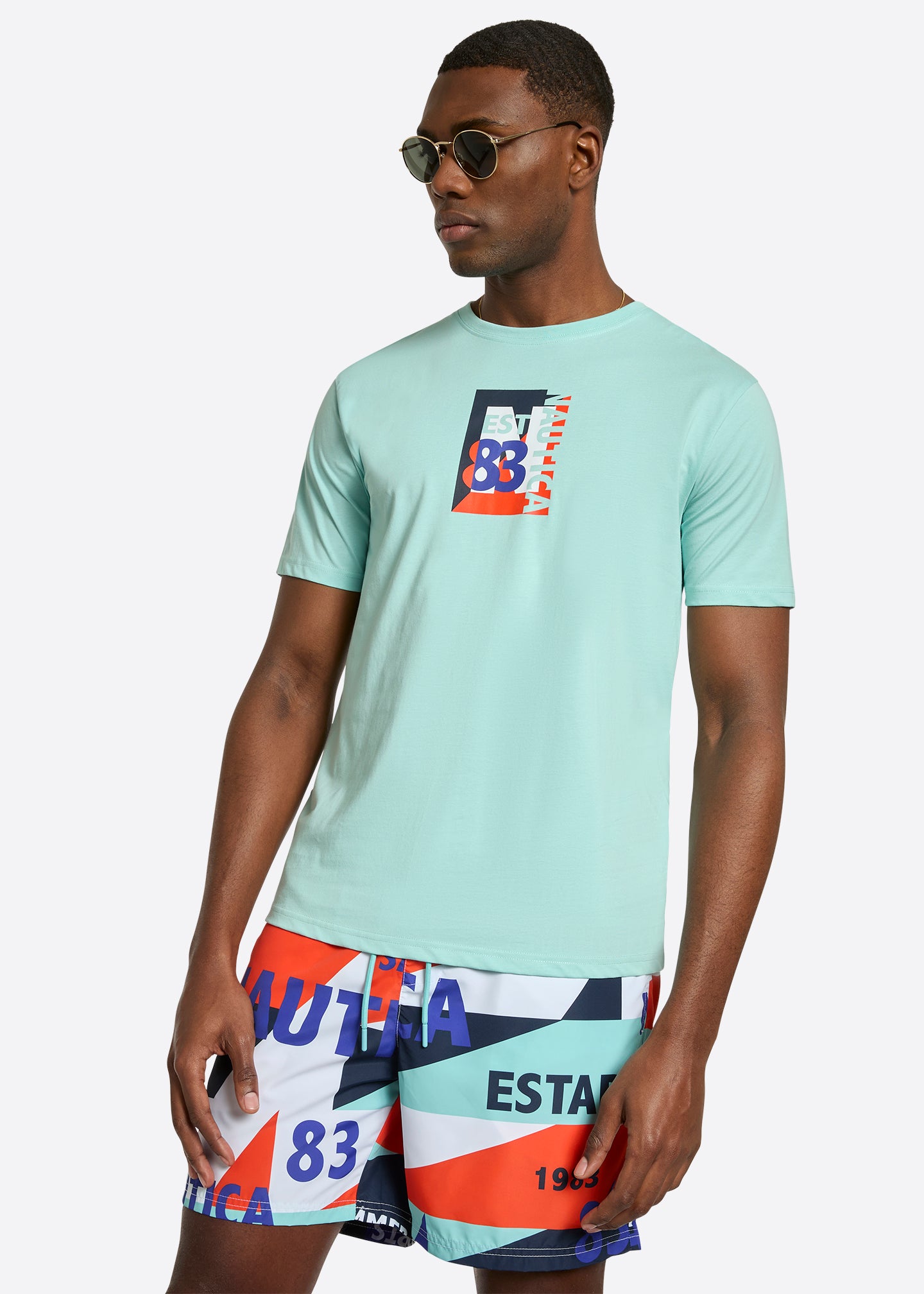 Nautica Lutz T-Shirt-Aqua-Front