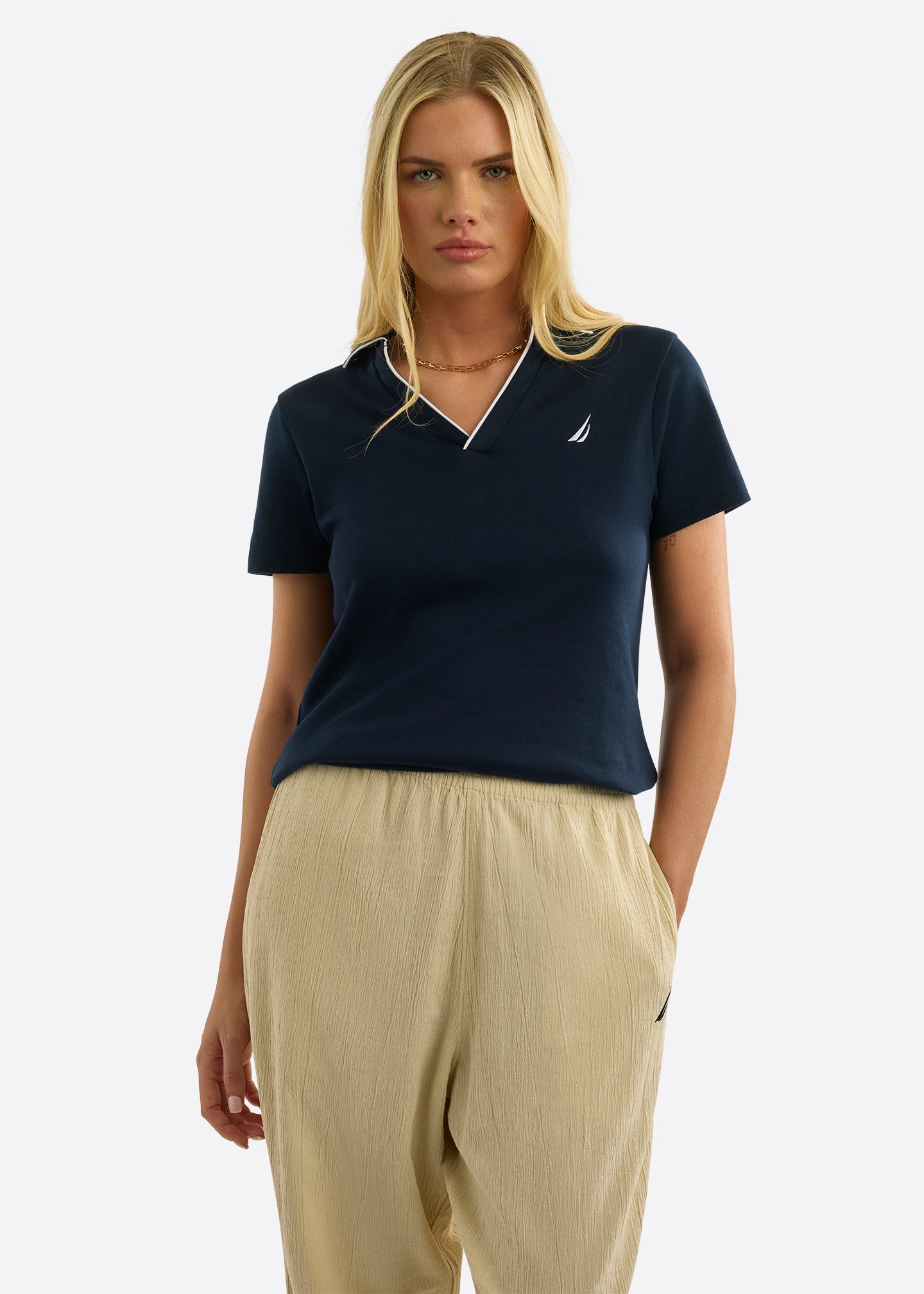 Nautica Adalynn Polo Shirt-Dark Navy-Front