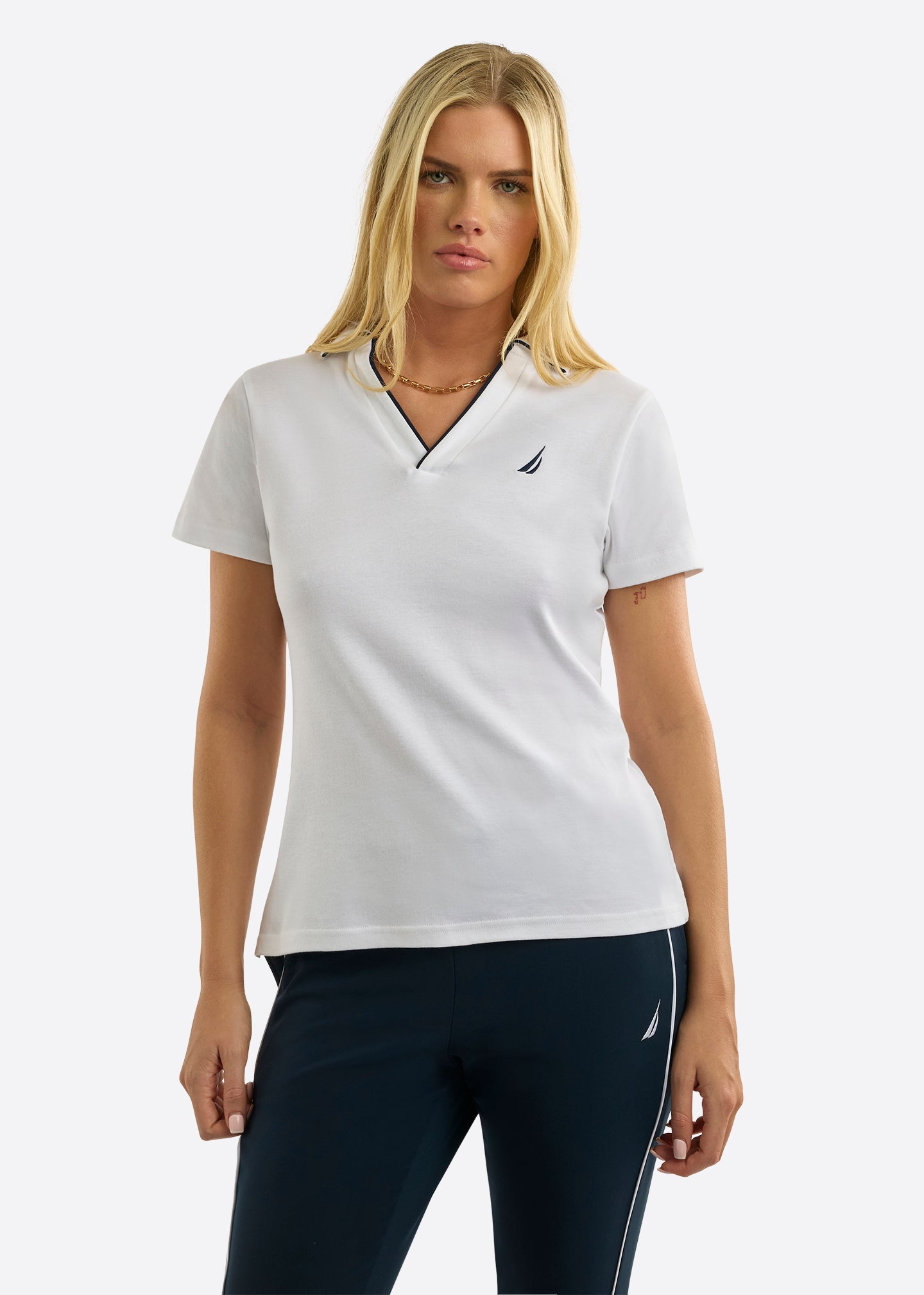 Nautica Adalynn Polo Shirt-White-Front