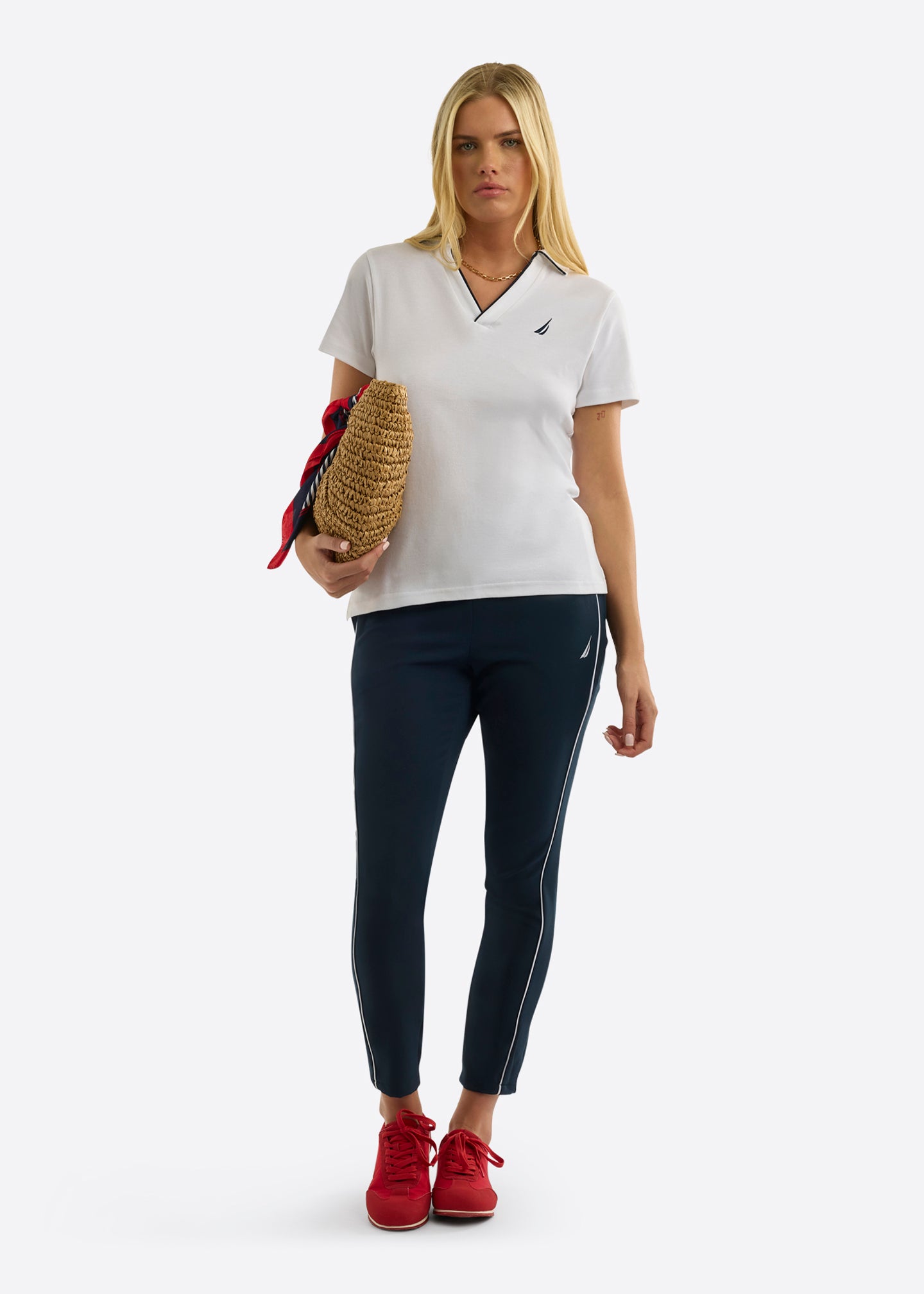 Nautica Adalynn Polo Shirt-White-Full Body