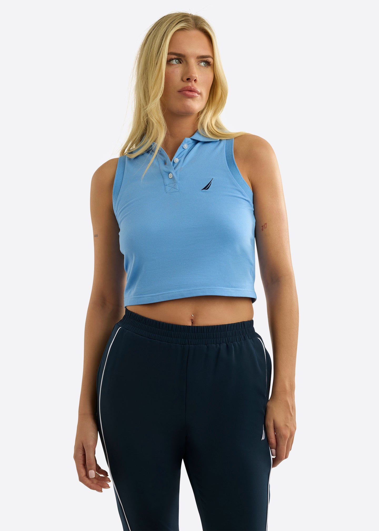 Nautica Danna Polo Shirt-Natural Blue-Front