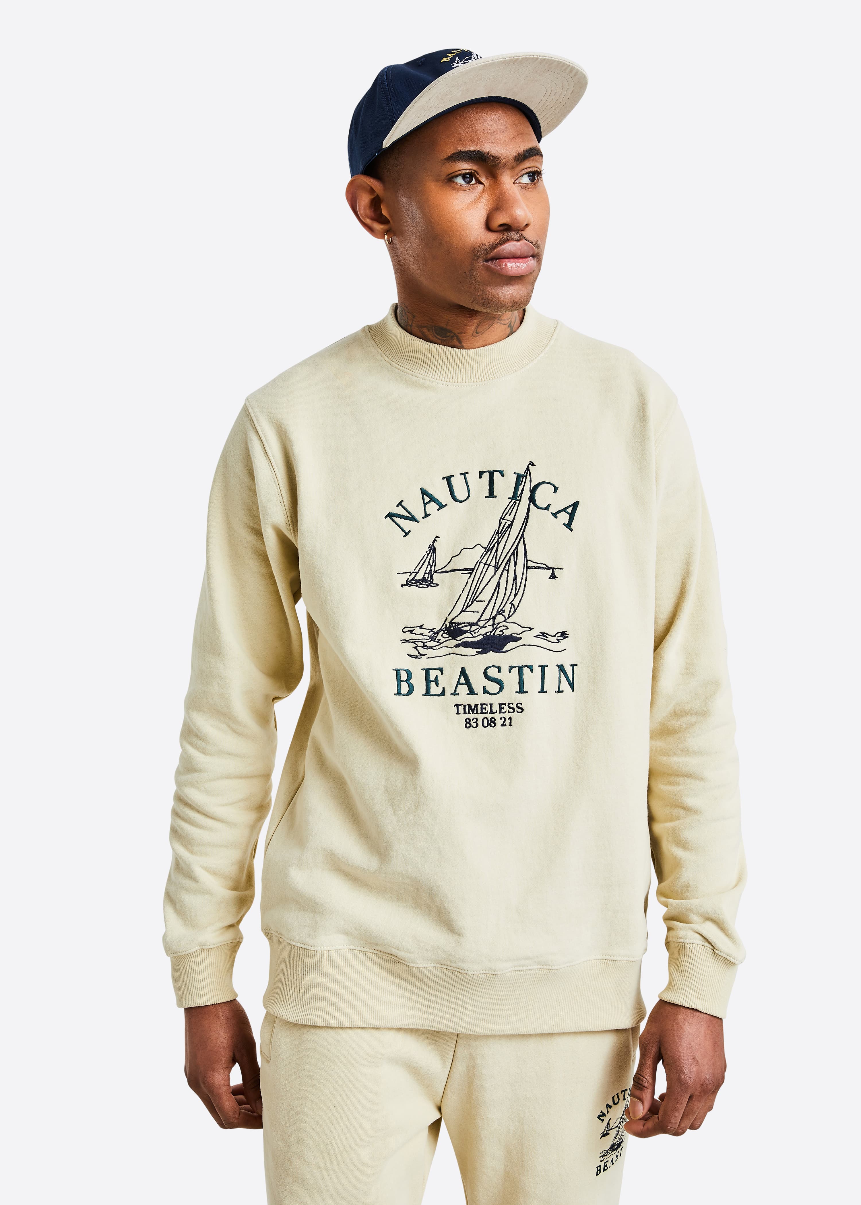 BEASTIN x NAUTICA Timeless Mock Neck Crewneck - Cream