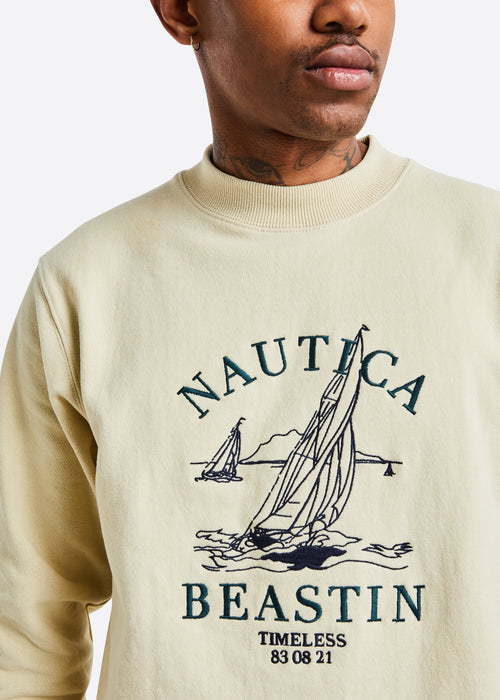 BEASTIN x NAUTICA Timeless Mock Neck Crewneck - Cream