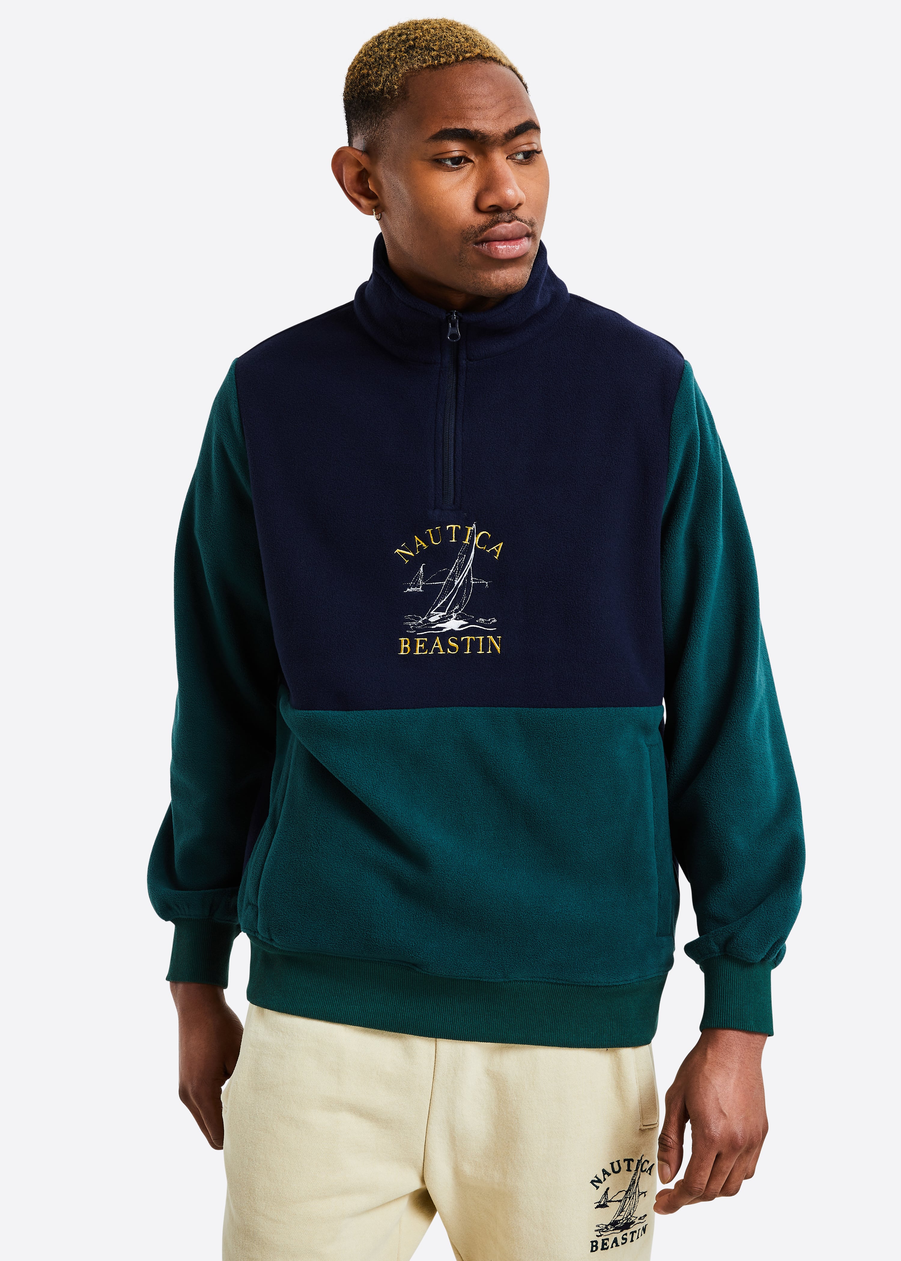 BEASTIN x NAUTICA Smooth Sailing Half Zip Fleece - Navy/Green