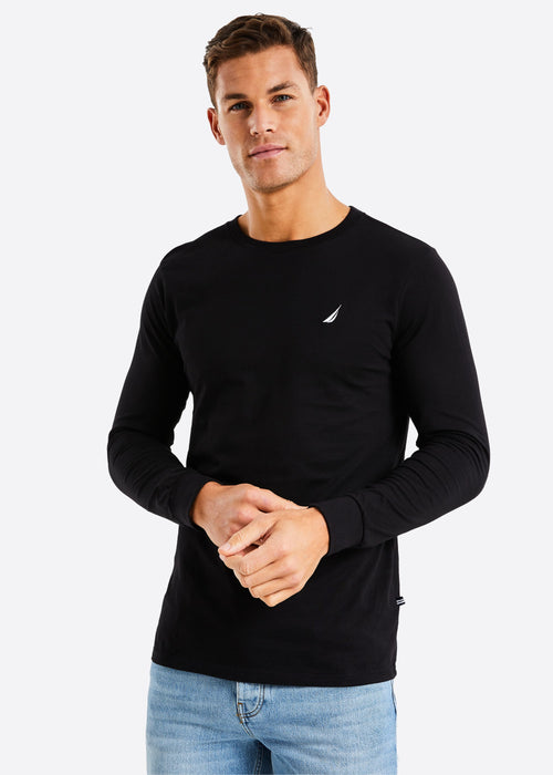 Nautica Ronan Long Sleeve T-Shirt - Black - Front