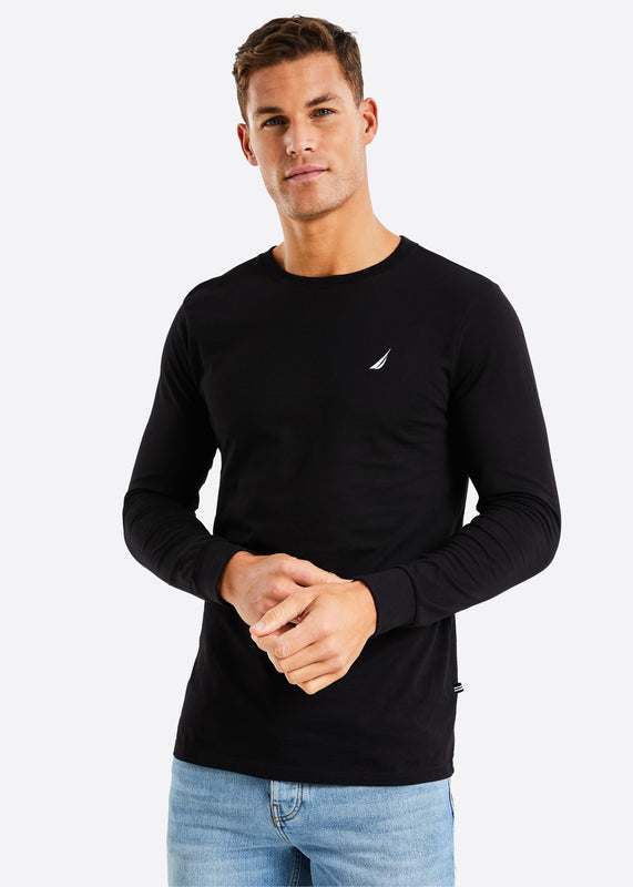 Nautica Ronan Long Sleeve T-Shirt - Black - Front