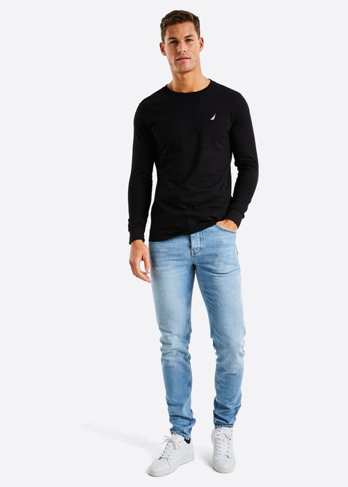 Nautica Ronan Long Sleeve T-Shirt - Black - Full Body