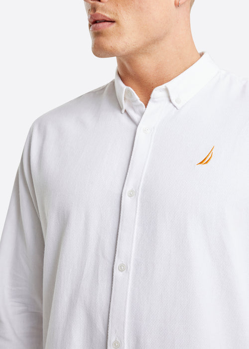 Nautica Tidwell LS Shirt - White - Detail