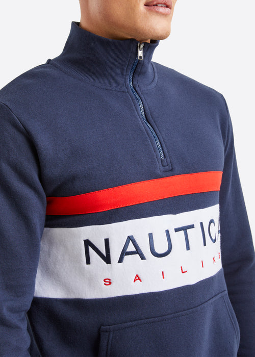 Nautica Colton 1/4 Zip Top - Dark Navy - Detail