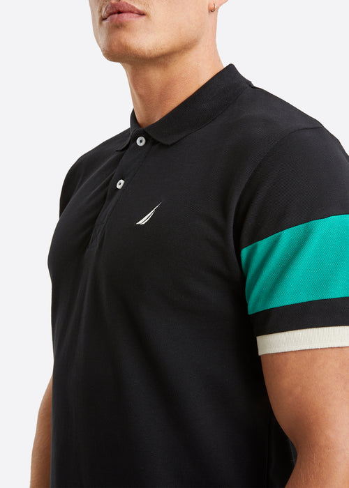 Nautica Harlech Polo Shirt - Black - Detail