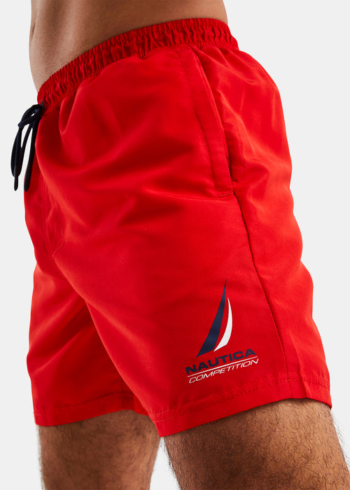 Nautica Competition Marcos 6" Swim Short - True Red - Detail