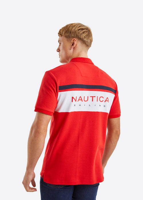 Nautica Maddox Polo Shirt - True Red - Back
